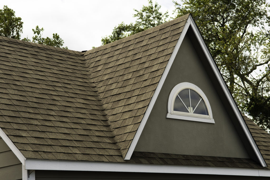Example roof showing architectural shingles vs 3-tab