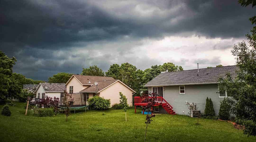 Approaching storm in Indiana's residential houses